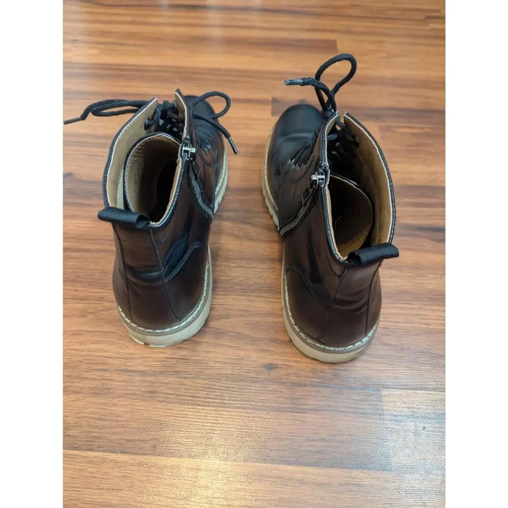 Steve Madden Mens Lace Up Combat Boots Size 12 Black Minimalist Grunge